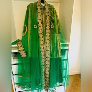 Emerald Green, Moroccan Kaftan Maxi Dress in Size L